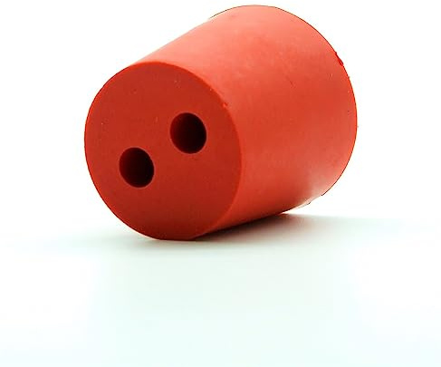 AlcoFermBrew Gummistopfen mit 2 Löchern, Rote Verschlüsse für Fermentation und Labor (32/26 mm)