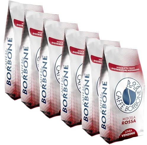 6 Buste Confezioni 1 kg Caffe' Borbone in Grani Miscela Rossa Vending Originale