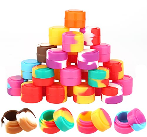 SAVITA 30 Pezzi 2ML Silicone Box Divertente Contenitore Rotondo Contenitore in Silicone per Conservare Alimenti, Cosmetici Fornitori di Arte, Materiale Prodotti per la Cura della Pelle