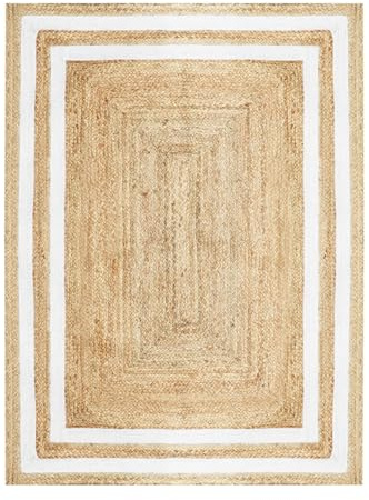 Jute Teppich Chloe modern aus Baumwolle in Natur Beige 120 x 170 cm