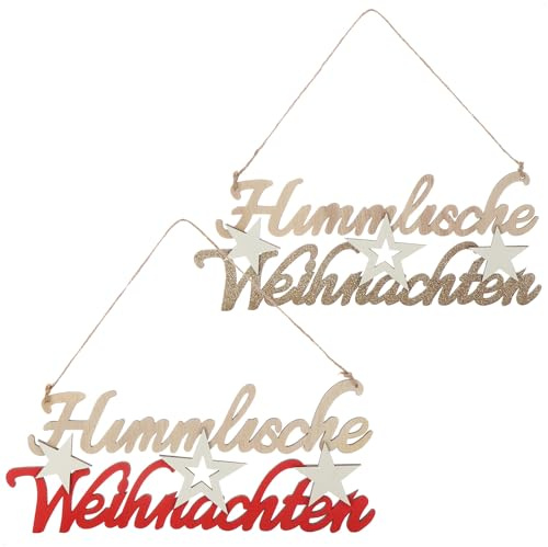 com-four® 2x Hängedeko Weihnachten, Holz-Aufhänger mit Schriftzug | Türschild aus Holz für Tür - Fenster oder Wand - Christmas Sign
