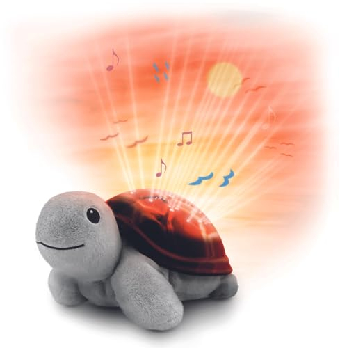 ZAZU Tim The Turtle Projector - Baby Slumber Portable Bed Lamp | Sunset Sky Projector | 3 Soothing Melodies | Gentle Brightness | Cry Sensor | Auto-Shutoff