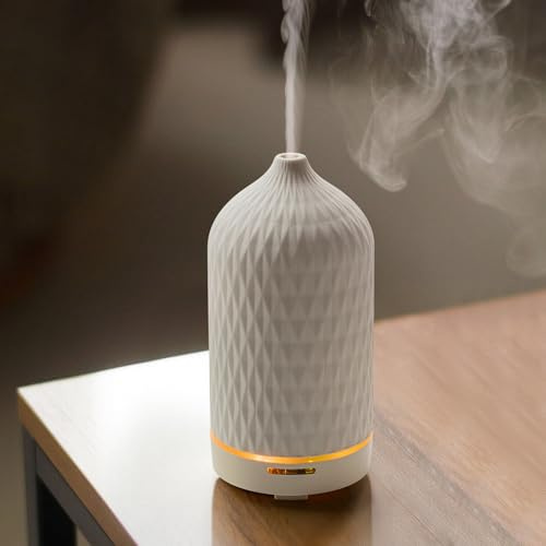 Essential Oil Diffuser,Handcrafted Ceramic Diffuser,120ml Ultrasonic Cool Mist Humidifier,Aromatherapy with Waterless Auto-Off Function for Home Office
