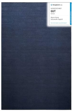 Wollteppich handgewebt - wertvoller, nachhaltiger, Teppich bestens geeignet fürs Wohnzimmer, Schlafzimmer und Kinderzimmer, Handwebteppich aus Schurwolle - Perpignan - 160 x 230 cm, Dunkelblau