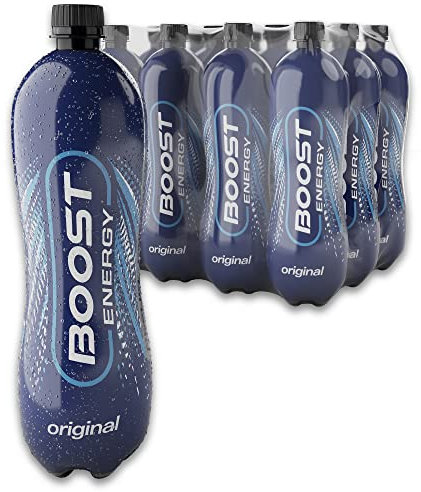 Boost Energy Drink Original Flavour - 12 Pack Drinks with Caffeine, Taurine and Vitamin B Carbonated Energy Drinks Gluten Free Vegan Low Calorie Fizzy Drinks Multipack 12x1L