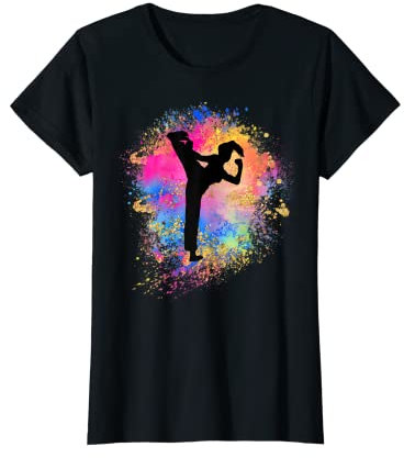 Mädchen Regenbogen Karate Weiblich Judo Silhouette Taekwondo T-Shirt