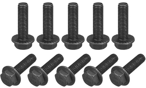 sourcing map 10 Stk Gezackte Sechskantflanschschraube M10x35mm | 10.9 Kohlenstoffstahl Schrauben Flanschschrauben Strukturschrauben, M10x35mm, 10.9, Kohlenstoffstahl, Gezackte