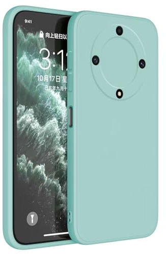 Topme Funda para Honor Magic5 Lite 5G (6.67 Inches) Carcasa Caja Case Estuche, Funda Protectora de Piel de Silicona TPU - Cian Claro