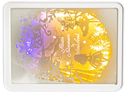Papercut Light Box, 3D-Papierschnitzlampe aus Kunststoff, Weit Verbreitet, Verträumt Warm für Partys (Typ 1 (Handschalter))