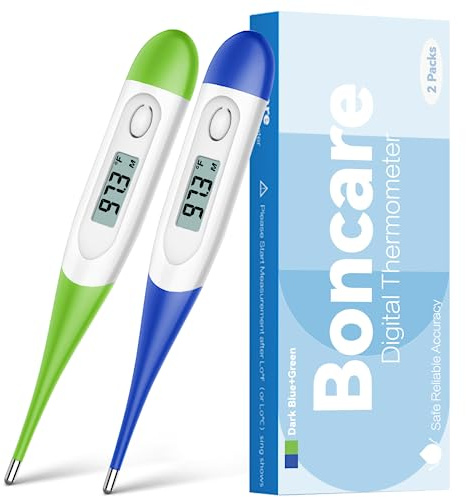 Thermometer for Baby, 2 Packs, Rectal Digital Thermometer with 10 Seconds Fast Reading (Dark Blue+Green)
