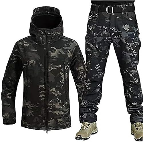 WENNEWU Uniformes Tácticos De Hombres, Impermeables Militares, Conjuntos De Traje De Combate del Ejército, Pantalones De Chaqueta Blando De Camuflaje,C,XL