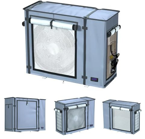 NGB Mini-Split-Abdeckung für Klimaanlagen-Außengeräte mit wasserdichtem 600D-Material, UV-, staub-, wind- und schneebeständig, maximale Größe 82 x 34 x 61 cm, kann beim Laufen verwendet werden, grau.