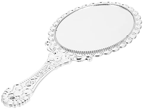 minkissy Handheld Retro Handspiegel Mit Blumenmuster Tragbarer Schminkspiegel Für Damen Für Unterwegs Ergonomischer Griff Für Schnelle Make-up-nachbesserungen