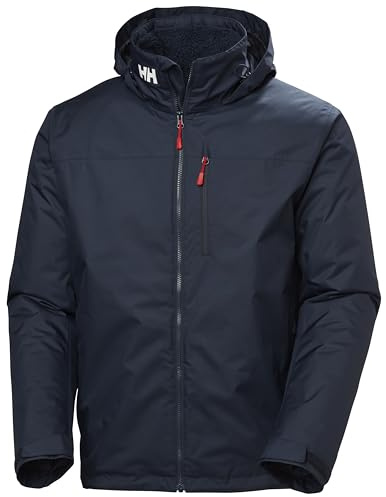 Helly-Hansen Crew Hooded Midlayer 2.0 Waterproof Jackets for Men with Insulated Windproof Sailing Fabric and Packable Hood, 597 Navy - L