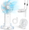 Timiyou Ventilateur Portable, Mini Ventilateur À Main USB Portatif Petit Ventilateur de Poche 3 Vitesses Avec Base pour Voyages, Maquillage,Camping,L'extérieur,L'intérieur,Les Déplacements,Le Bureau