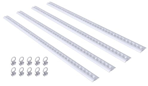 VA-Cerulean 4 x 1 m Alu Airlineschiene mit 10 Stück Fitting Set, Halbrunde Form Gebohrte Zurrschiene Ladungssicherung für LKWs und Wohnmobile, Silber eloxiert