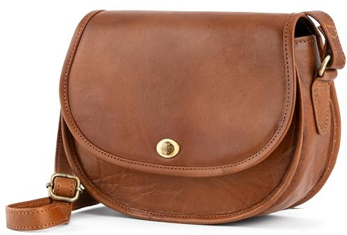 Berliner Bags Vintage Umhängetasche Pavia, Kleine Crossbody Schultertasche aus Leder, Handtasche für Damen - Braun