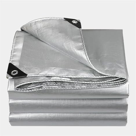Abdeckplane Premium mit Ösen PE-Schutzplane LKW Plane Regenplane Gartenplane Wetterfeste Allzweckplane, 0.25mm für Enmöbel Holz Pool Trampolin Auto, Anpassbar blais (Color : Silver, Size : 2x1.5m)