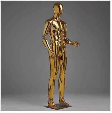 Schaufensterpuppe Männlich Männliche Schaufensterpuppe in Form einer realistischen Schaufensterpuppe mit drehbarem Metallsockel, für Schlafzimmer im Bekleidungsgeschäft ( Color : Gold , Size : Activit