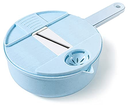 Tragbarer Schnur-Gemüseschneider – Gemüseschneider, Reibe, Käseschneider Mini, Küchenmaschine klein, Kartoffel-Zwiebel-Knoblauch-Zerkleinerer, Gemüseschneider, Würfelschneider, Würfelmaschine (blau)