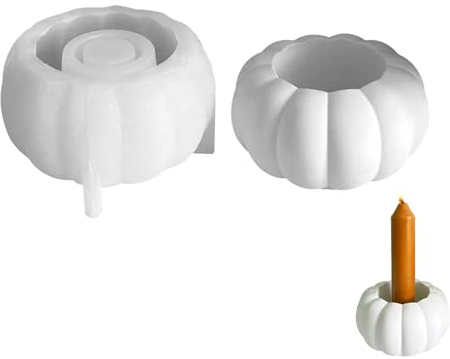 Silikonform Kerzenhalter, Silikonformen Gießformen 3D Silikonform Kürbis Gießformen Silikon Gießform Kerzenhalter Giessformen Silikon Beton Gießform Kerzenhalter für Halloween Deko Herbstdeko (A)