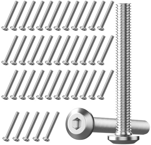 Flachkopfschrauben M6, 40 Stück Schrauben M6x50mm Flachkopfschrauben Edelstahl Innensechskant Senkkopfschrauben A2 V2A Vollgewinde Zylinderkopfschrauben für Tischbeine Fahrzeugbau Holz Gerüst