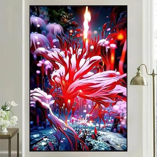 Landschaft Malen Nach Zahlen Erwachsene Bastelset, Paint by Numbers Blume Malen Nach Zahlen Anfänger, DIY Ölgemälde Leinwand Set mit 3 Set Pinsels und Farbe, Zimmer Deko 90x120cm, Geschenk für Frauen
