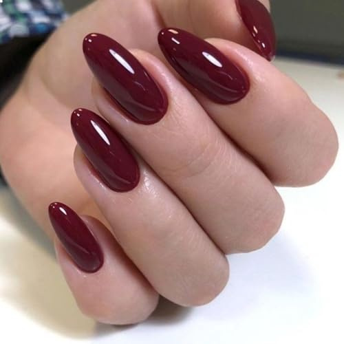 GlamRays Künstliche Nägel zum Aufdrücken, kurzer Mandel-Stil, Acryl- und Gel-Finish, 24 Stück