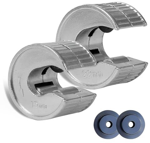 MEETOZ Pipe Cutter 15mm and 22mm Set Copper Pipe Slice Tube Cutter Zinc Alloy Body 2 Replacement Tube Cutting Wheels