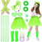 80s Fancy Dress for Women Girls, 90s Party Costume Accessories Set with TuTu Skirt Fishnet Gloves Leg Warmers Earrings Bracelet Necklace Glasses Headband Retro Outfit for Party Cosplay Dress up Day