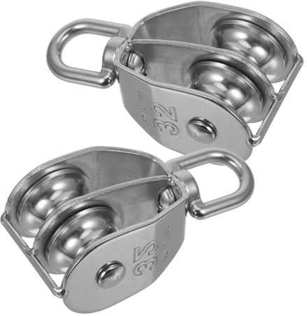 GARVALON Doppel-flaschenzug-set Fitnessgeräte 2-teilig Drahtseil-flaschenzug - Und Abschlepprad Aus Edelstahl Für Den Privaten Und Industriellen Gebrauch