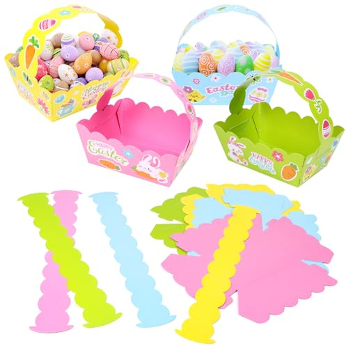 SULOLI Kids Easter Crafts,12PCS Easter Basket Craft Kit Make Your Own Easter Baskets Easter Basket Crafts for Kids DIY Easter Basket Easter Basket Kit