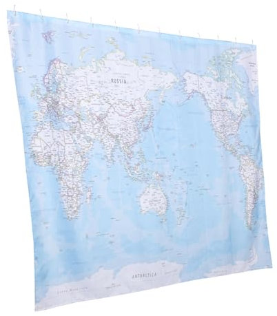 HOLIDYOYO Weltkarte Duschvorhang Geografisch Lehrreich Mit Aufhängeösen Badezimmer Deko Für Junge Mädchen Und Erwachsene Badezimmervorhang