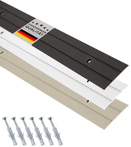 D-TACK Übergangsprofil Alu zum Schrauben inkl. Schrauben & Dübel | Breite 37 mm | Länge 1 m | Schwarz | Flache Übergangsschiene | Übergangsleiste aus eloxiertem Aluminium