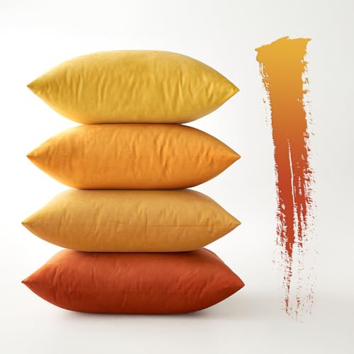 MIULEE 4er Set Kissenbezug 40×60cm Samt Farbverlauf Orange Serie | Weicher Farbverlauf Kuschelig Pflegeleicht Langlebig Dekorativ Für Sofa Wohnzimmer Schlafzimmer Kinderzimmer Und Büro