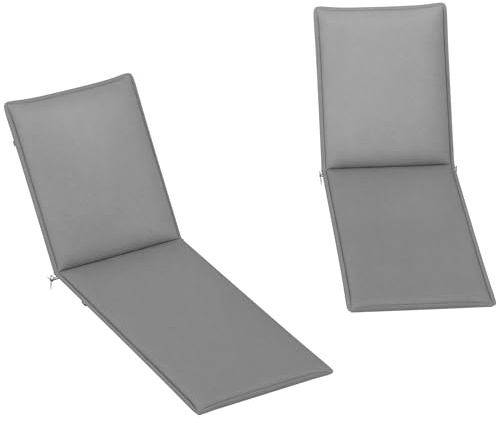 Outsunny Pack 2 Cojines para Tumbonas Plegables Colchonetas para Tumbonas de Jardín Exterior 193x58x6 cm con Correas de Sujeción Protección UV Resistente a Salpicaduras Gris