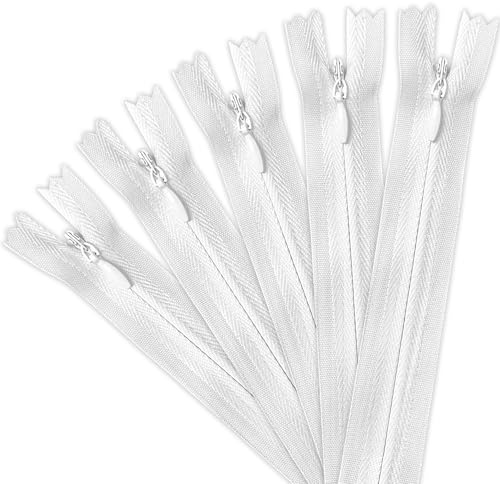 5 cremalleras para coser | Cremalleras invisibles | Cremallera blanca | Cremallera de 40 cm | Accesorios de costura | Cremalleras para cojines, bolsos, ropa