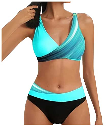 Bikinis Mujer 2025 Talla Grande Brasileño Bikini Push Up Reductor con Relleno Familiar Trikinis Mujer Tanga Verano Dos Piezas Top Fatos De Banho Mulher Azul XXL