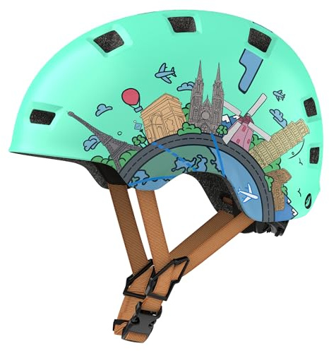 GLAMVILLA Skaterhelm Fahrradhelm Ultraleicht Stadthelm für Kinder/Damen/Herren,Verstellbar Unisex Schutzhelm für Skateboard E-Scooter Roller BMX,Gewicht nur 260g/270/280g Macaron-Farbabstimmung