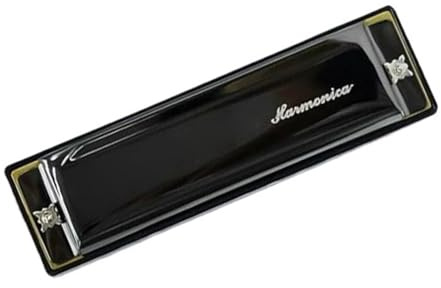 10 Hole Blues Harmonica 20 Note Metal Top Plate Resin Comb Phosphor Bronze Reeds(Black)