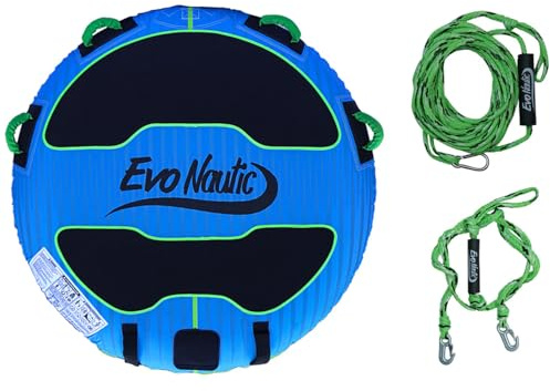 EvoNautic Funtube Set - Geeignet für 1 Person oder 2 Kinder - Durchmesser 132 cm - Komplettset Tube - Schleppreifen für Boot - Mit Seil und Bridle
