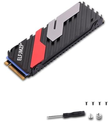 ELFJMZP Aluminium Kühlkörper M.2 2280 NVMe SSD Kühlkörper - Hocheffiziente Kühlung für PC/PS5, kompatibel mit 990/980/970 EVO, WD SN850/SN750/SN570, Seagate Firecuda 530 - Einfache Installation