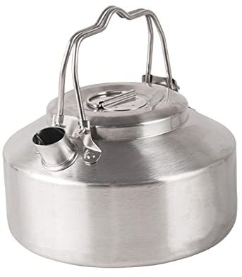 Bouilloire de camping en acier inoxydable 1,0 L portable légère à feu ouvert mini bouilloire pour le camping en plein air randonnée randonnée