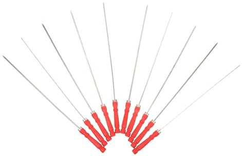 SUPVOX 10 pièces Lot de Brochettes Barbecue Acier Inoxydable avec Poignée Rouge Accessoires Réutilisables pour Grillades Extérieures Pratiques et Durables pour Viandes Fruits et Légumes
