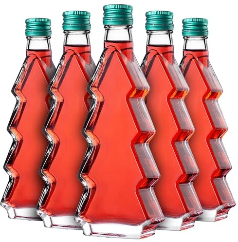 KADAX Lot de 5 Bouteilles en Verre 200ml avec Bouchon à vis – Bouteilles vides à remplir pour Liqueur, schnaps, Huile et vinaigre, Conservation Alimentaire