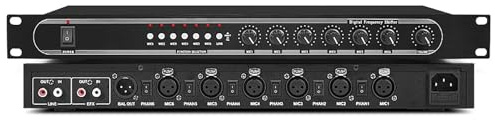 DOJBK Anti-Heul-Audioprozessor, Rückkopplungsunterdrücker Mit Bedienfeld, 6 Unabhängige Mikrofonschalter, Mikrofon-Rückkopplungsfrequenzschieber, Für Musikstudios