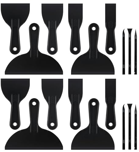 18Pcs Plastic Putty Knife Set, 12 Plastic Putty Filler Knife & 6 Scrapers Tool, Spackle Tool Paint Scraper for Wall Repair, Wallpaper Removal (18)