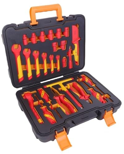 Gear4Garage 26pc Insulated Tool Kit Electrician Tool Set 3/8 Drive Socket Set Ratchet Extension Bar Pliers Combination and Diagonal Electrical Tools Kit 7 8 10 12 14 15 17 19mm