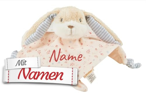 Personalisierte Baby Geschenke - Sterntaler Schmusetuch Hase Hanni mit Namen Bestickt, Schnuffeltuch für Neugeborene, Geschenk zur Geburt, Taufe, Ostern