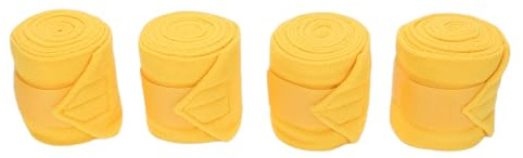 CHEOTIME Set di 4 Bende in Pile per Cavalli, morbide Fasce per Gambe da Polo, Regolabili, Ideali per la Scuderia e per attività equestri ad Alta intensità. (Gialla)